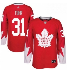 Mens Adidas Toronto Maple Leafs 31 Grant Fuhr Premier Red Alternate NHL Jersey 