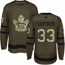 Mens Adidas Toronto Maple Leafs 33 Frederik Gauthier Authentic Green Salute to Service NHL Jersey 