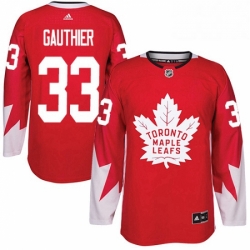 Mens Adidas Toronto Maple Leafs 33 Frederik Gauthier Authentic Red Alternate NHL Jersey 