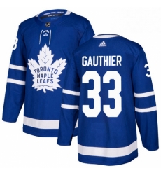 Mens Adidas Toronto Maple Leafs 33 Frederik Gauthier Authentic Royal Blue Home NHL Jersey 