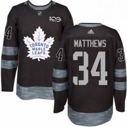 Mens Adidas Toronto Maple Leafs 34 Auston Matthews Authentic Black 1917 2017 100th Anniversary NHL Jersey 
