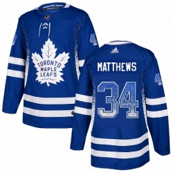 Mens Adidas Toronto Maple Leafs 34 Auston Matthews Authentic Blue Drift Fashion NHL Jersey 