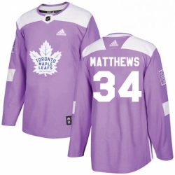 Mens Adidas Toronto Maple Leafs 34 Auston Matthews Authentic Purple Fights Cancer Practice NHL Jersey 