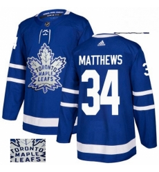 Mens Adidas Toronto Maple Leafs 34 Auston Matthews Authentic Royal Blue Fashion Gold NHL Jersey 