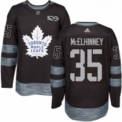 Mens Adidas Toronto Maple Leafs 35 Curtis McElhinney Authentic Black 1917 2017 100th Anniversary NHL Jersey 