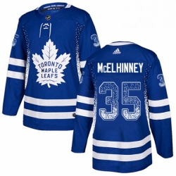 Mens Adidas Toronto Maple Leafs 35 Curtis McElhinney Authentic Blue Drift Fashion NHL Jersey 