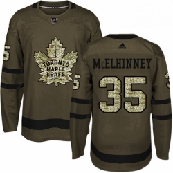 Mens Adidas Toronto Maple Leafs 35 Curtis McElhinney Authentic Green Salute to Service NHL Jersey 