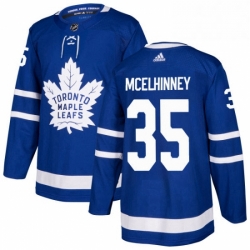 Mens Adidas Toronto Maple Leafs 35 Curtis McElhinney Authentic Royal Blue Home NHL Jersey 