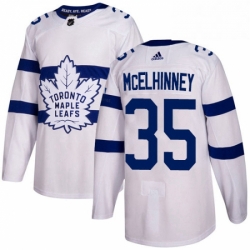 Mens Adidas Toronto Maple Leafs 35 Curtis McElhinney Authentic White 2018 Stadium Series NHL Jersey 