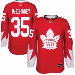 Mens Adidas Toronto Maple Leafs 35 Curtis McElhinney Premier Red Alternate NHL Jersey 