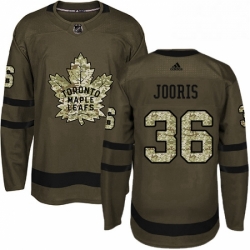 Mens Adidas Toronto Maple Leafs 36 Josh Jooris Authentic Green Salute to Service NHL Jersey 