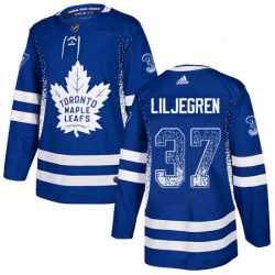 Mens Adidas Toronto Maple Leafs 37 Timothy Liljegren Authentic Blue Drift Fashion NHL Jersey 
