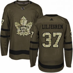 Mens Adidas Toronto Maple Leafs 37 Timothy Liljegren Authentic Green Salute to Service NHL Jersey 