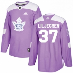 Mens Adidas Toronto Maple Leafs 37 Timothy Liljegren Authentic Purple Fights Cancer Practice NHL Jersey 