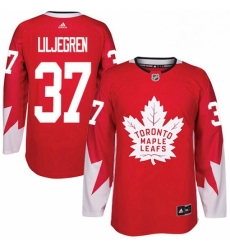 Mens Adidas Toronto Maple Leafs 37 Timothy Liljegren Authentic Red Alternate NHL Jersey 