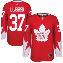 Mens Adidas Toronto Maple Leafs 37 Timothy Liljegren Authentic Red Alternate NHL Jersey 