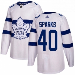 Mens Adidas Toronto Maple Leafs 40 Garret Sparks Authentic White 2018 Stadium Series NHL Jersey 