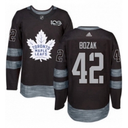 Mens Adidas Toronto Maple Leafs 42 Tyler Bozak Authentic Black 1917 2017 100th Anniversary NHL Jersey 