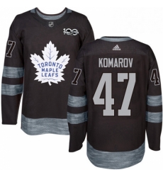 Mens Adidas Toronto Maple Leafs 47 Leo Komarov Authentic Black 1917 2017 100th Anniversary NHL Jersey 