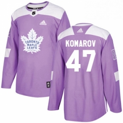 Mens Adidas Toronto Maple Leafs 47 Leo Komarov Authentic Purple Fights Cancer Practice NHL Jersey 