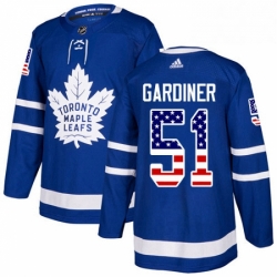 Mens Adidas Toronto Maple Leafs 51 Jake Gardiner Authentic Royal Blue USA Flag Fashion NHL Jersey 
