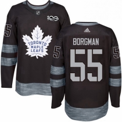Mens Adidas Toronto Maple Leafs 55 Andreas Borgman Authentic Black 1917 2017 100th Anniversary NHL Jersey 