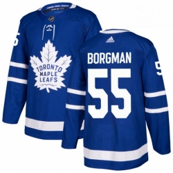 Mens Adidas Toronto Maple Leafs 55 Andreas Borgman Authentic Royal Blue Home NHL Jersey 