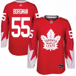Mens Adidas Toronto Maple Leafs 55 Andreas Borgman Premier Red Alternate NHL Jersey 