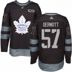 Mens Adidas Toronto Maple Leafs 57 Travis Dermott Authentic Black 1917 2017 100th Anniversary NHL Jersey 