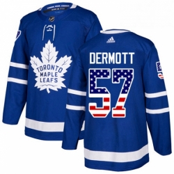 Mens Adidas Toronto Maple Leafs 57 Travis Dermott Authentic Royal Blue USA Flag Fashion NHL Jersey 