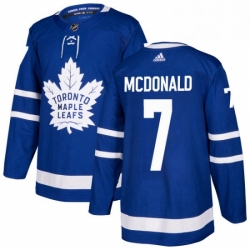Mens Adidas Toronto Maple Leafs 7 Lanny McDonald Authentic Royal Blue Home NHL Jersey 