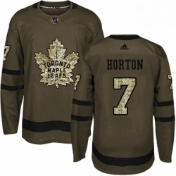 Mens Adidas Toronto Maple Leafs 7 Tim Horton Authentic Green Salute to Service NHL Jersey 