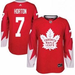 Mens Adidas Toronto Maple Leafs 7 Tim Horton Authentic Red Alternate NHL Jersey 