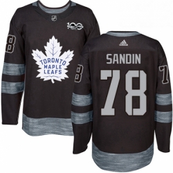 Mens Adidas Toronto Maple Leafs 78 Rasmus Sandin Authentic Black 1917 2017 100th Anniversary NHL Jersey 