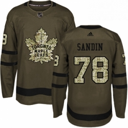 Mens Adidas Toronto Maple Leafs 78 Rasmus Sandin Authentic Green Salute to Service NHL Jersey 