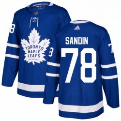 Mens Adidas Toronto Maple Leafs 78 Rasmus Sandin Authentic Royal Blue Home NHL Jersey 