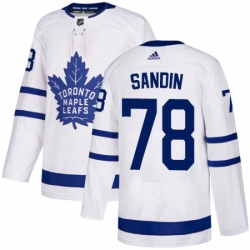 Mens Adidas Toronto Maple Leafs 78 Rasmus Sandin Authentic White Away NHL Jersey 