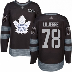Mens Adidas Toronto Maple Leafs 78 Timothy Liljegren Authentic Black 1917 2017 100th Anniversary NHL Jersey 