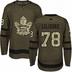 Mens Adidas Toronto Maple Leafs 78 Timothy Liljegren Authentic Green Salute to Service NHL Jersey 