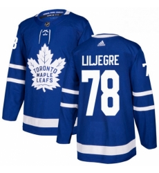 Mens Adidas Toronto Maple Leafs 78 Timothy Liljegren Authentic Royal Blue Home NHL Jersey 