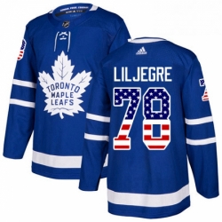 Mens Adidas Toronto Maple Leafs 78 Timothy Liljegren Authentic Royal Blue USA Flag Fashion NHL Jersey 