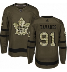 Mens Adidas Toronto Maple Leafs 91 John Tavares Authentic Green Salute to Service NHL Jersey 