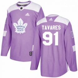 Mens Adidas Toronto Maple Leafs 91 John Tavares Authentic Purple Fights Cancer Practice NHL Jersey 