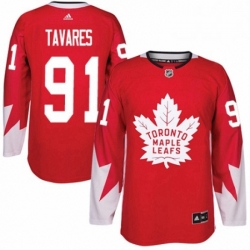 Mens Adidas Toronto Maple Leafs 91 John Tavares Authentic Red Alternate NHL Jersey 