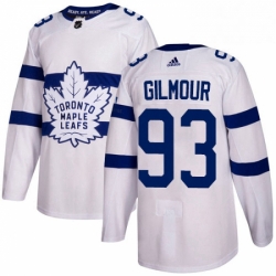 Mens Adidas Toronto Maple Leafs 93 Doug Gilmour Authentic White 2018 Stadium Series NHL Jersey 