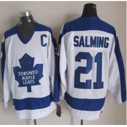 Toronto Maple Leafs #21 Borje Salming White Blue CCM Throwback Stitched NHL jersey