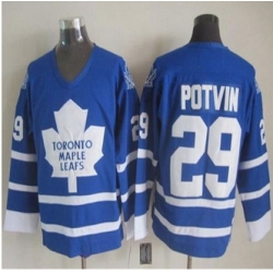 Toronto Maple Leafs #29 Felix Potvin Blue CCM Throwback Stitched NHL Jersey