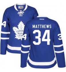Maple Leafs #34 Auston Matthews Blue Home Womens Stitched NHL Jersey