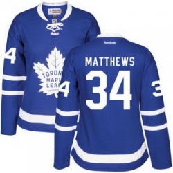 Maple Leafs #34 Auston Matthews Blue Home Womens Stitched NHL Jersey
