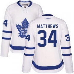 Maple Leafs #34 Auston Matthews White Road Womens Stitched NHL Jersey